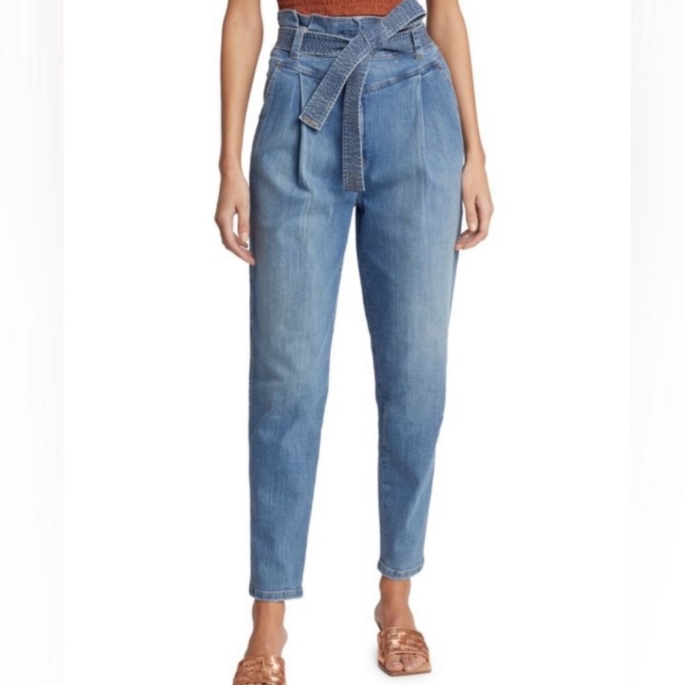 A.L.C Davis Paperbag High Rise Tapered Belted light Blue Wash in a Size 4.